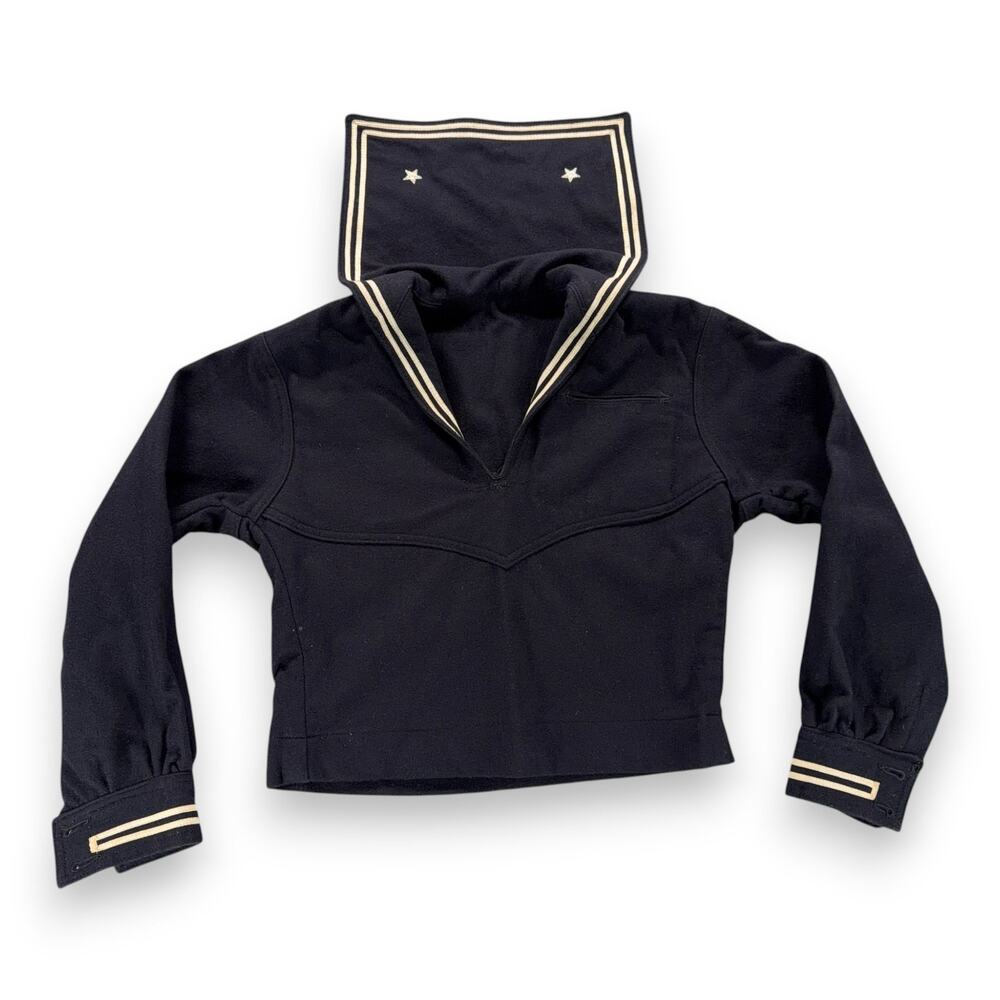 Vintage Sailor Shirt Boys MEDIUM Black Middy Crackerjack Uniform US Navy 40s